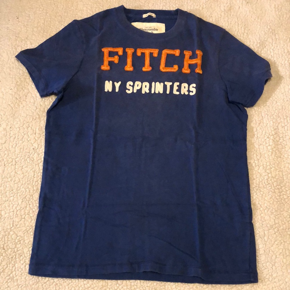 Abercrombie and Fitch embroidered tee. Size medium. Royal blue